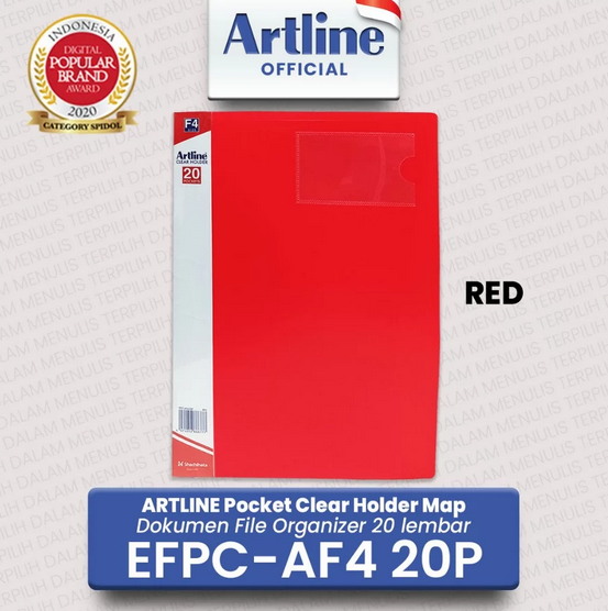 ARTLINE EFPC-AF4-20P FILE POCKET 20 RED
